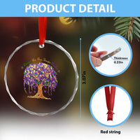 Mardi Gras Tree Brushstroke Graphic Crystal Glass Ornament Laissez Les Bon Temps Rouler