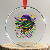 Mardigator Mardi Gras Alligator Carnival Beads Crystal Glass Ornament