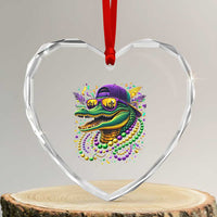 Mardigator Mardi Gras Alligator Carnival Beads Heart Crystal Glass Ornament