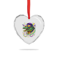 Mardigator Mardi Gras Alligator Carnival Beads Heart Crystal Glass Ornament
