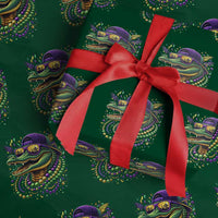 Mardigator Mardi Gras Alligator Carnival Beads Wrapping Paper Roll
