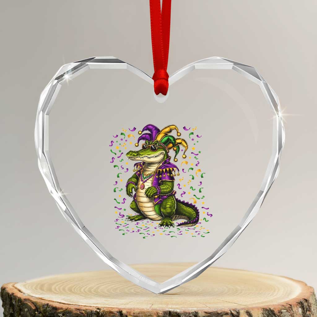 Mardigator Mardi Gras Heart Crystal Glass Ornament Alligator Louisiana New Orleans Party Custume Beads - Wonder Print Shop