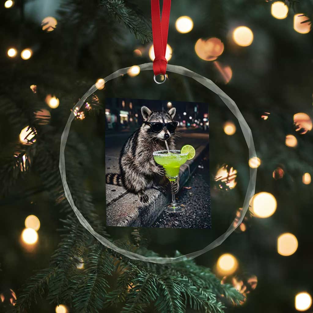 Margarita Cocktail Crystal Glass Ornament Funny Raccoon Mexican Food Meme