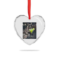 Margarita Cocktail Heart Crystal Glass Ornament Funny Raccoon Mexican Food Meme