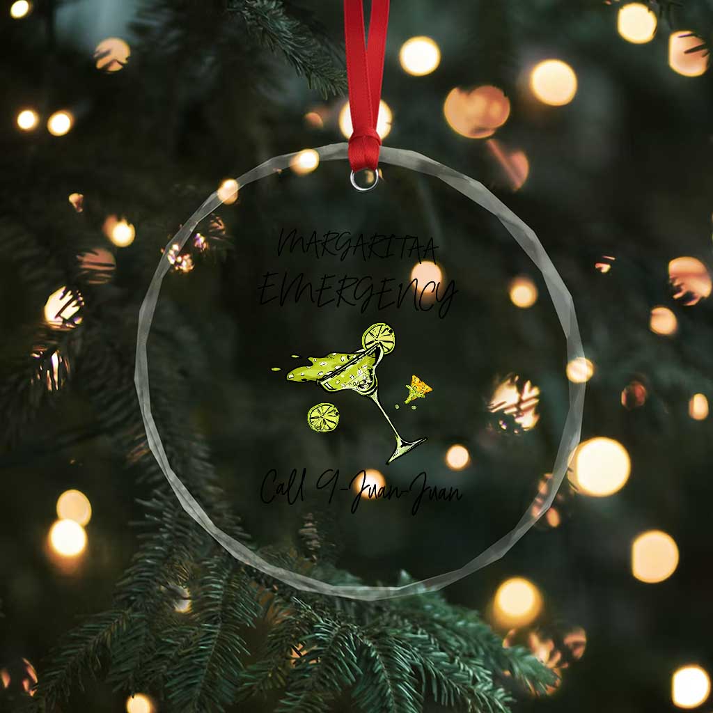 Margarita Emergency Mexican Fiesta Crystal Glass Ornament Funny Cinco de Mayo