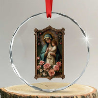 Marian Catholic Ave Maria Crystal Glass Ornament Blessed Mother Mary Hail Vintage Aesthetic TS09