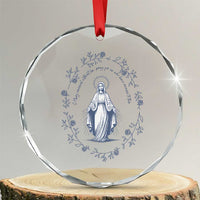 Marian Catholic Crystal Glass Ornament Virgin Mary Catholic Floral Women Religious - Wonder Print Shop