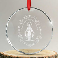 Marian Catholic Crystal Glass Ornament Virgin Mary Floral Women Religious Catholic Gift - Wonder Print Shop