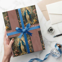 Marian Catholic Wrapping Paper Roll Hail Mary Full Of Grace Blessed Virgin Mary Floral - Wonder Print Shop