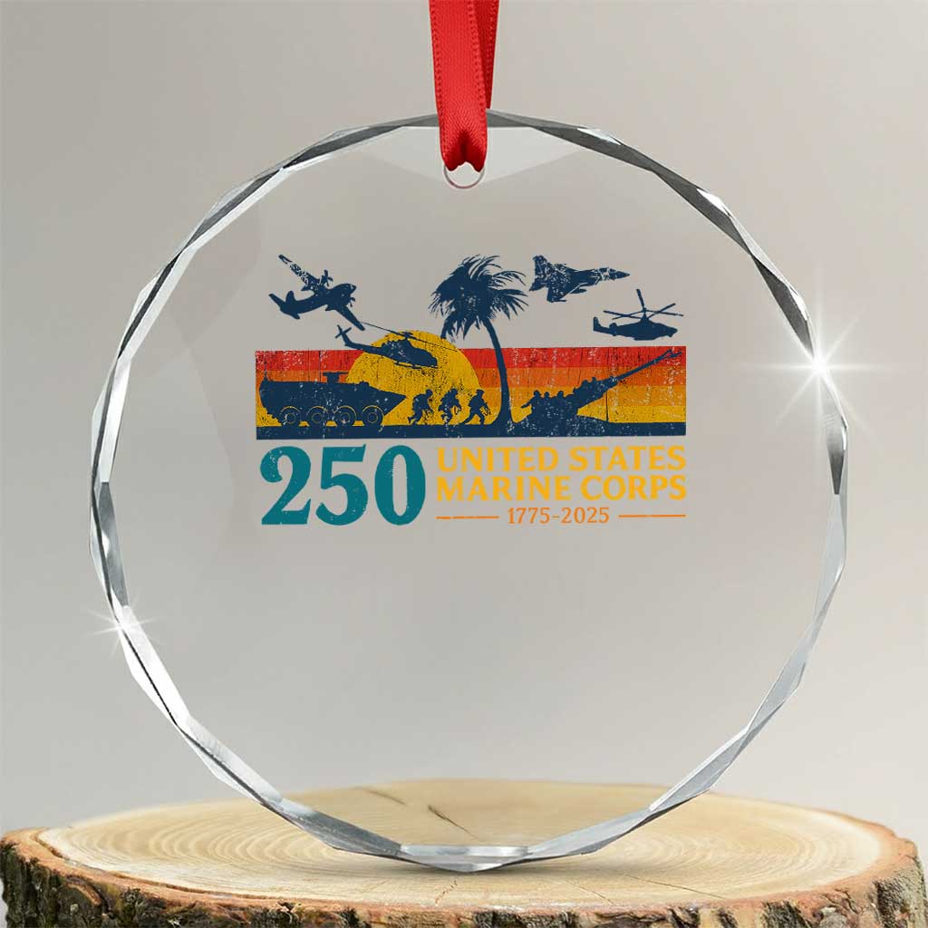 Marine 250th Anniversary Crystal Glass Ornament Patriotic Military Gift for Veterans - Wonder Print Shop