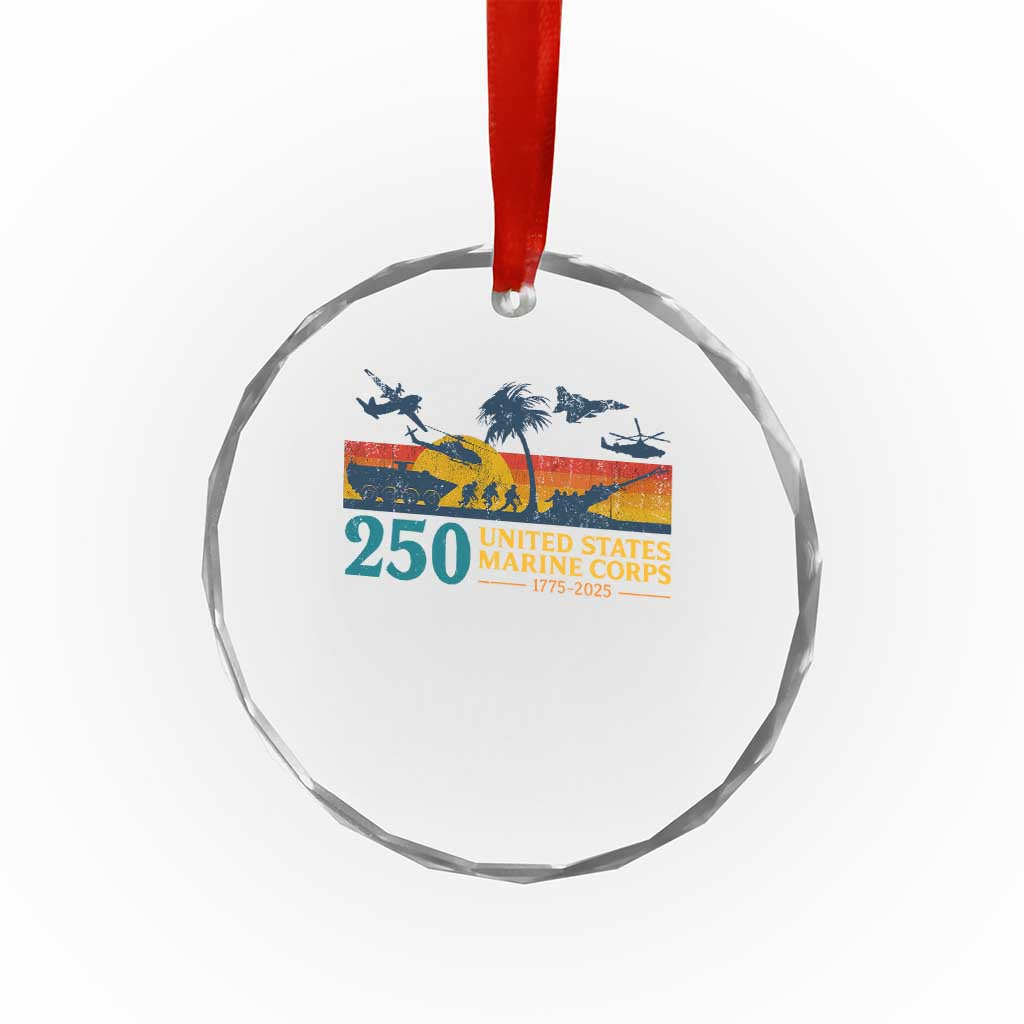 Marine 250th Anniversary Crystal Glass Ornament Patriotic Military Gift for Veterans TS10