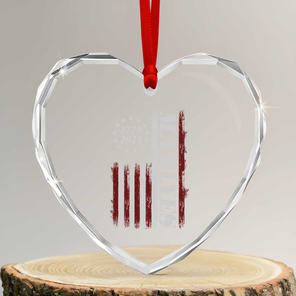 Marine 250th Anniversary Heart Crystal Glass Ornament Retro Patriotic Military Veteran Gift American Flag - Wonder Print Shop