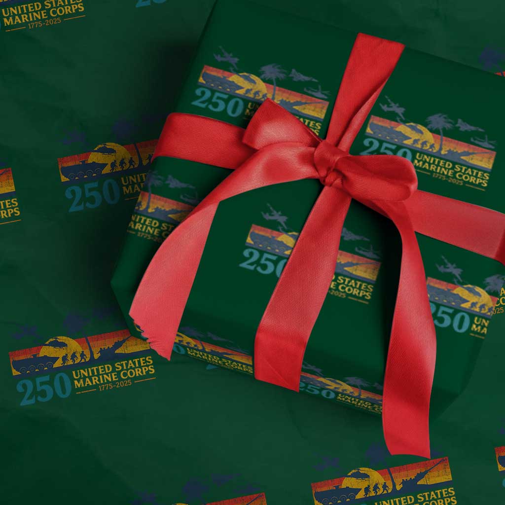 Marine 250th Anniversary Wrapping Paper Roll Patriotic Military Gift for Veterans - Wonder Print Shop