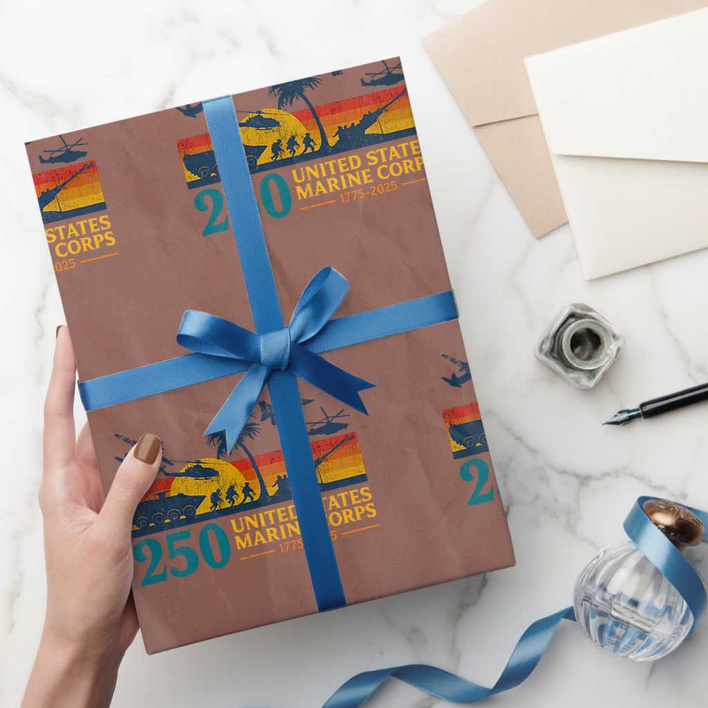 Marine 250th Anniversary Wrapping Paper Roll Patriotic Military Gift for Veterans - Wonder Print Shop