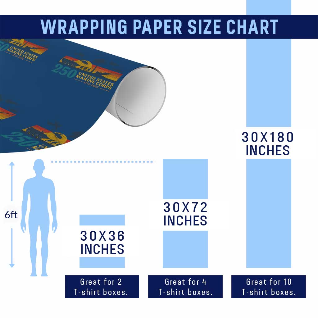 Marine 250th Anniversary Wrapping Paper Roll Patriotic Military Gift for Veterans - Wonder Print Shop