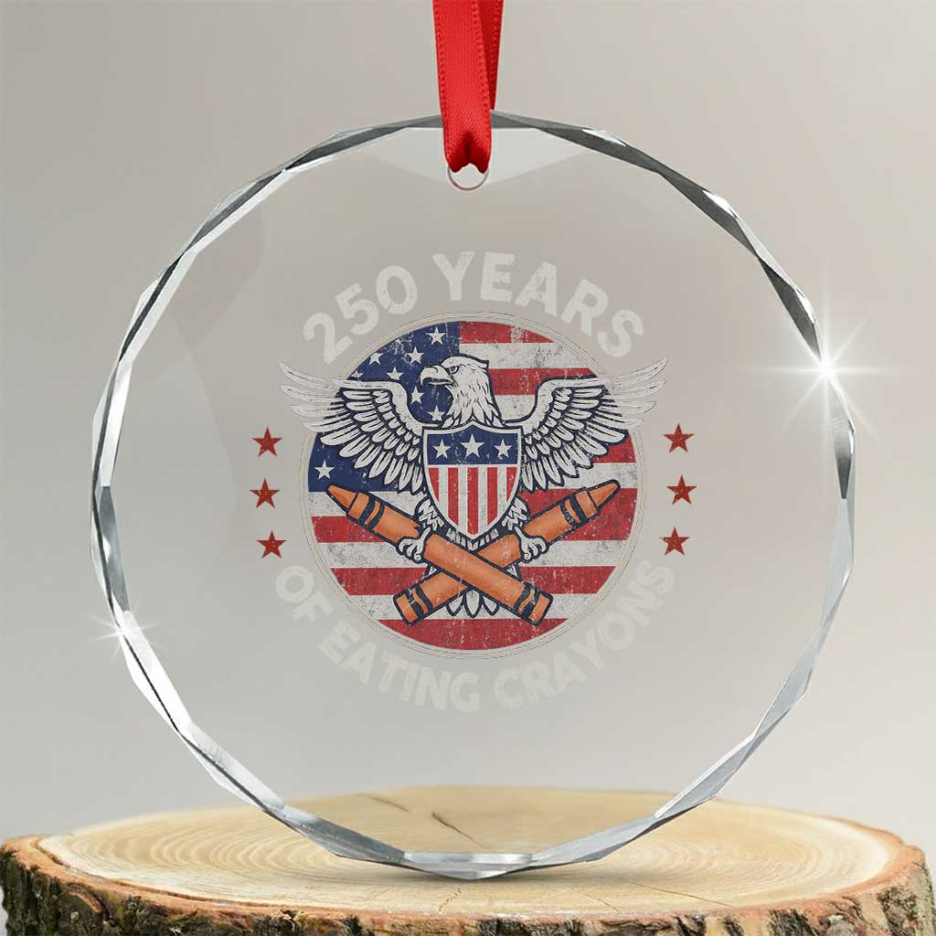 Marine Veteran 250 Years Of Eating Crayons Crystal Glass Ornament American Flag - Wonder Print Shop