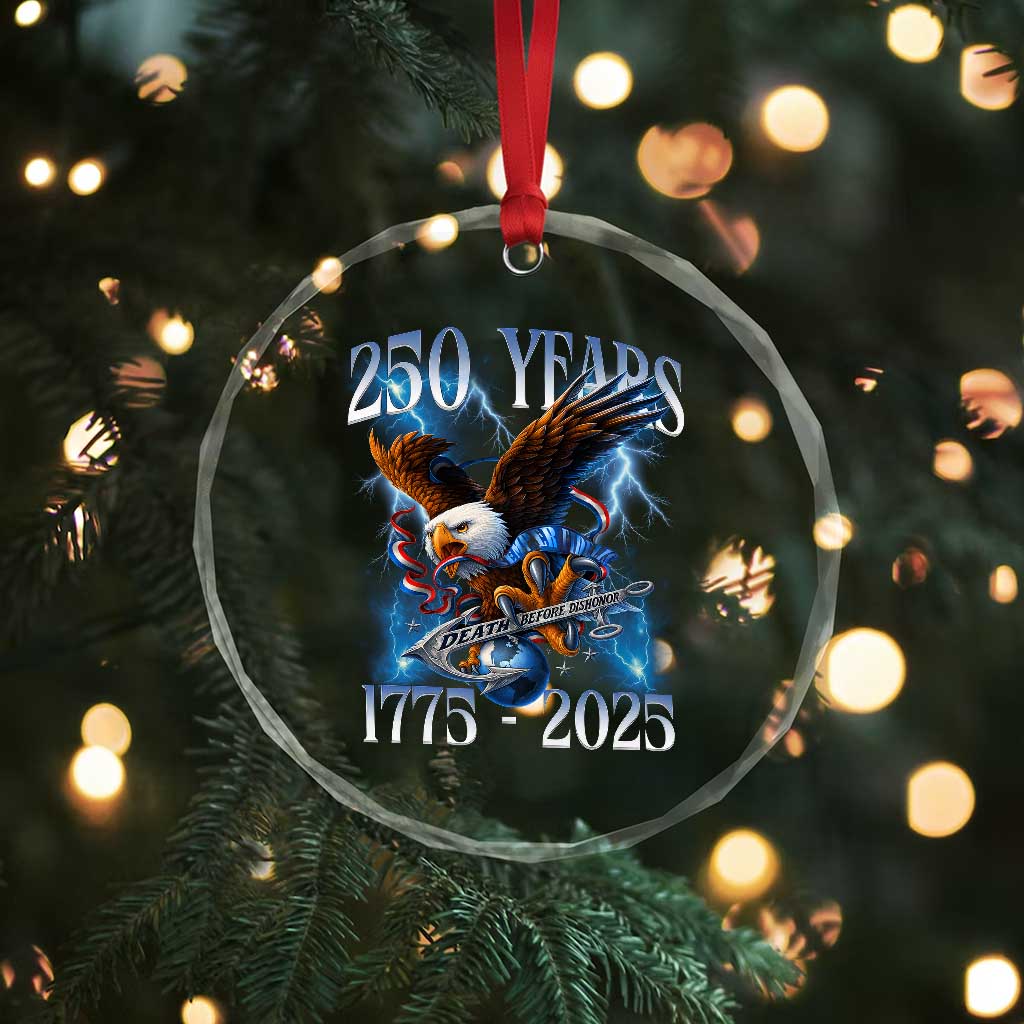 Marine Veteran 250th Anniversary Crystal Glass Ornament Eagle Patriotic Military Gift for Marines Veterans TS10