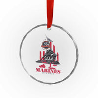 Marine Veteran 250th Anniversary Crystal Glass Ornament Retro Military Corps American Flag TS10