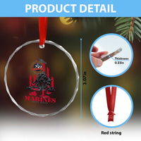 Marine Veteran 250th Anniversary Crystal Glass Ornament Retro Military Corps American Flag TS10