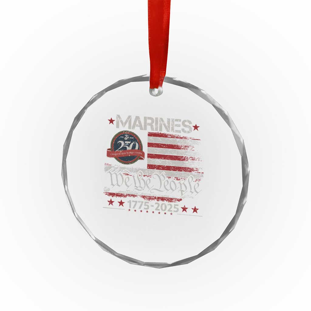 Marine Veteran 250th Anniversary Crystal Glass Ornament Retro Patriotic Military Gift American Flag TS10