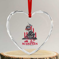 Marine Veteran 250th Anniversary Heart Crystal Glass Ornament Retro Military Corps American Flag - Wonder Print Shop