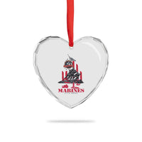 Marine Veteran 250th Anniversary Heart Crystal Glass Ornament Retro Military Corps American Flag - Wonder Print Shop