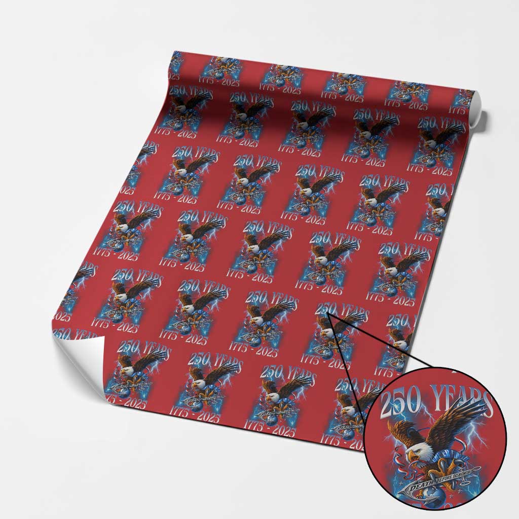 Marine Veteran 250th Anniversary Wrapping Paper Roll Eagle Patriotic Military Gift for Marines Veterans - Wonder Print Shop