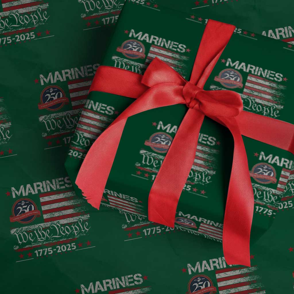 Marine Veteran 250th Anniversary Wrapping Paper Roll Retro Patriotic Military Gift American Flag - Wonder Print Shop