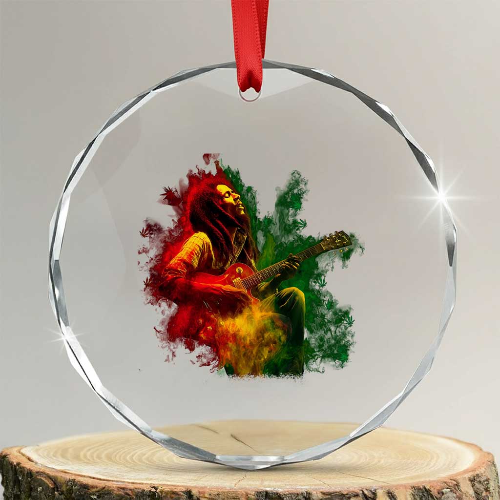 Marley Guitarist Crystal Glass Ornament Smoke Cannabis Leaf 420 Rastafari Rasta Reggae Music - Wonder Print Shop