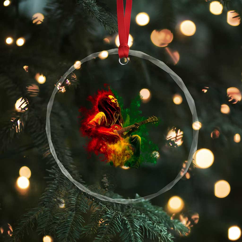 Marley Guitarist Crystal Glass Ornament Smoke Cannabis Leaf 420 Rastafari Rasta Reggae Music - Wonder Print Shop
