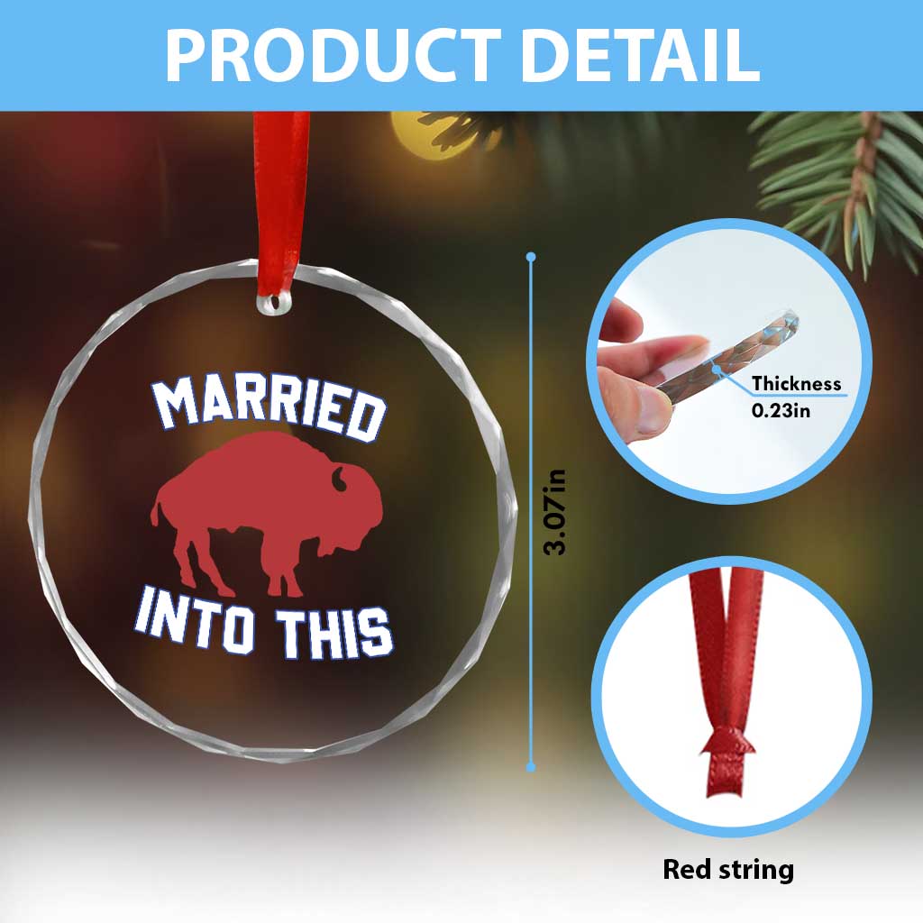 Married Into This Buffalo Crystal Glass Ornament Vintage Sport Mafia Wife Wedding Gifts TS10