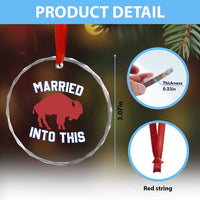Married Into This Buffalo Crystal Glass Ornament Vintage Sport Mafia Wife Wedding Gifts TS10