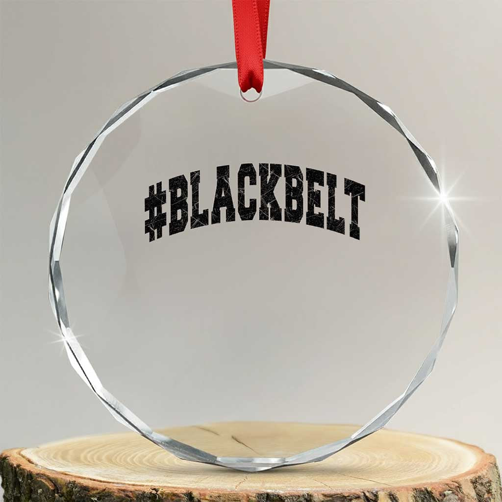 Martial Arts Karate Black Belt Crystal Glass Ornament Retro Varsity Vintage - Wonder Print Shop