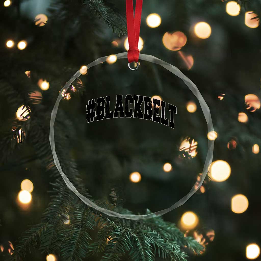 Martial Arts Karate Black Belt Crystal Glass Ornament Retro Varsity Vintage - Wonder Print Shop