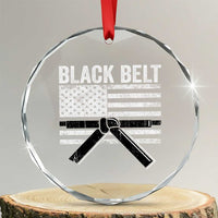 Martial Arts Karate Black Belt Crystal Glass Ornament Retro Vintage American Flag - Wonder Print Shop