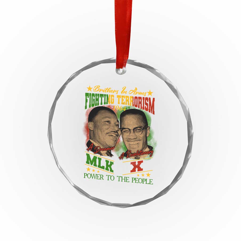 Martin Luther King And Malcolm X Crystal Glass Ornament Brothers In Arms Fighting Terrorism 1964 Black History