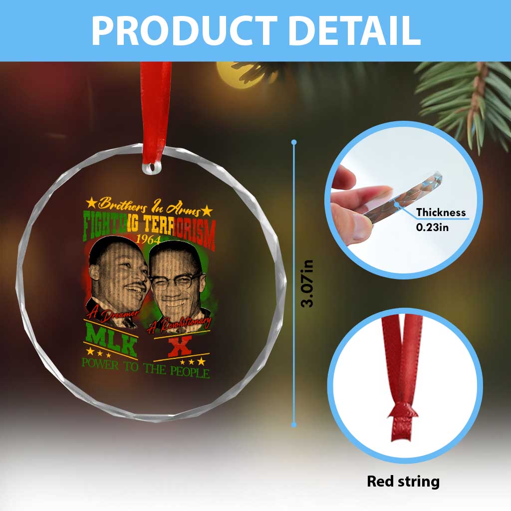 Martin Luther King And Malcolm X Crystal Glass Ornament Brothers In Arms Fighting Terrorism 1964 Black History