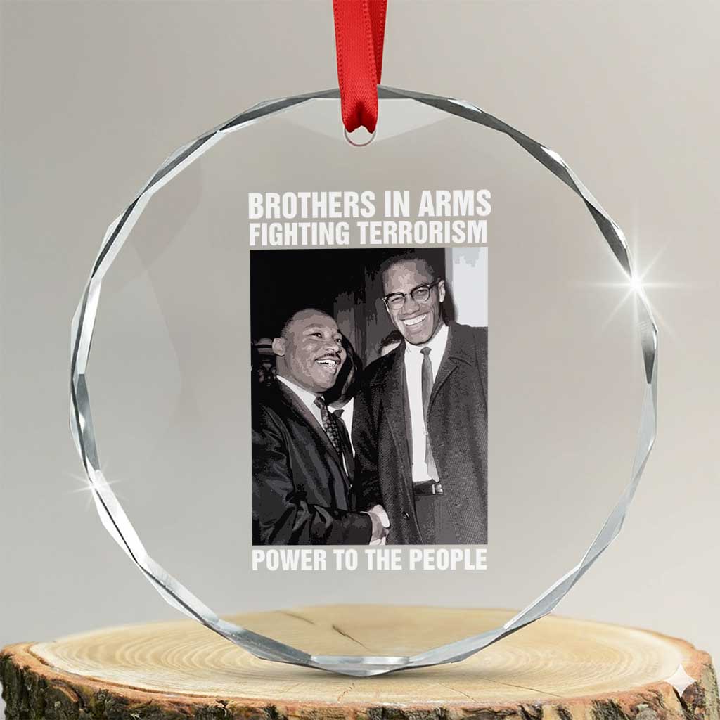 Martin Luther King And Malcolm X Crystal Glass Ornament Brothers In Arms Fighting Terrorism Power To The People