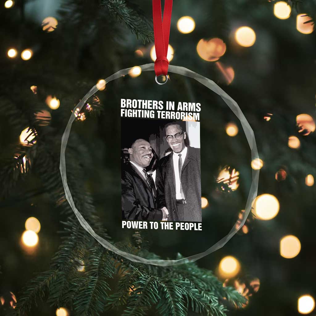 Martin Luther King And Malcolm X Crystal Glass Ornament Brothers In Arms Fighting Terrorism Power To The People
