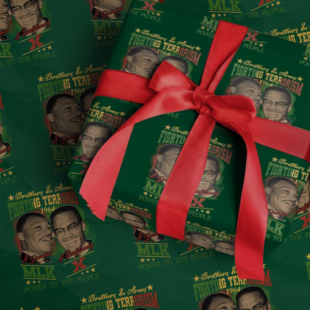 Martin Luther King And Malcolm X Wrapping Paper Roll Brothers In Arms Fighting Terrorism 1964 Black History
