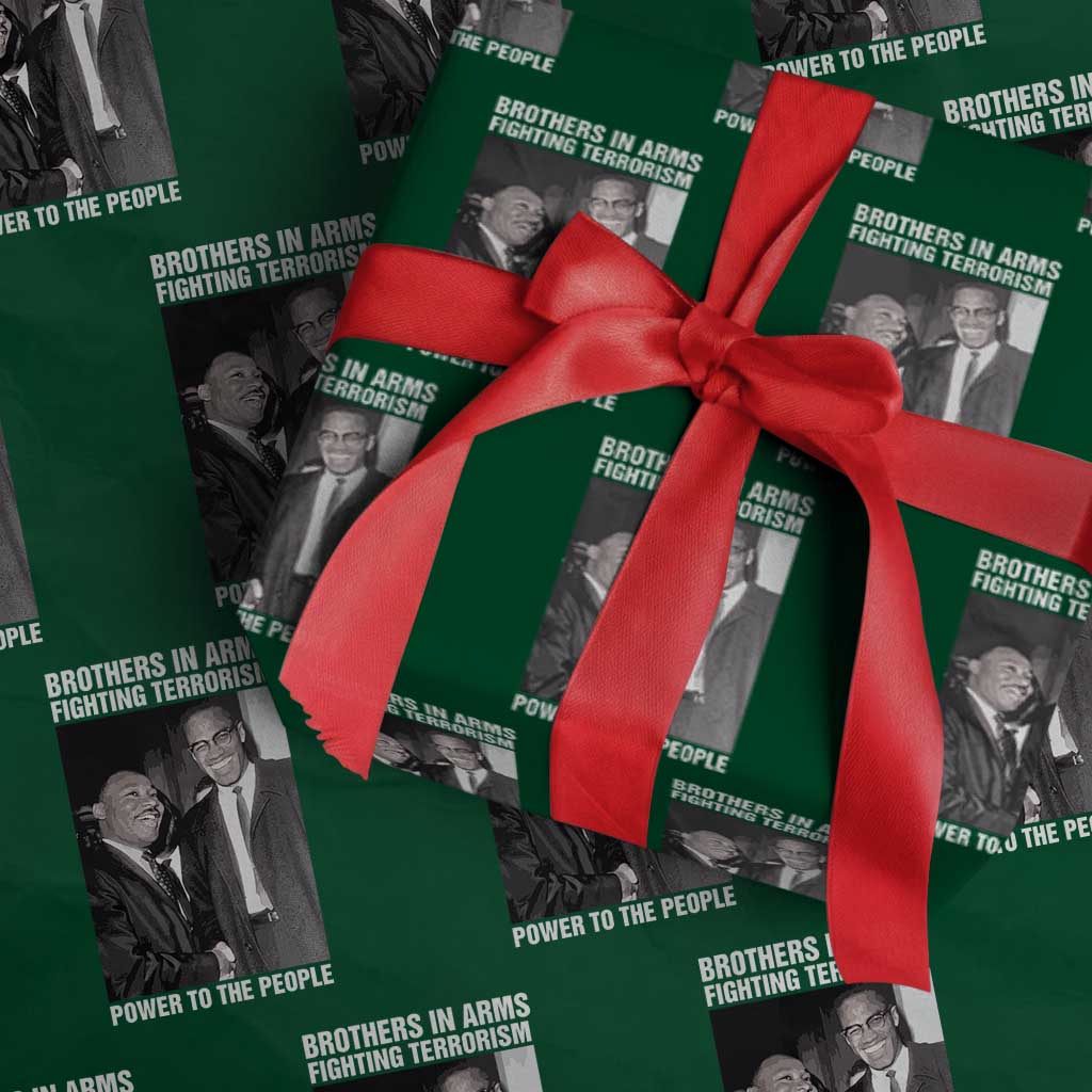 Martin Luther King And Malcolm X Wrapping Paper Roll Brothers In Arms Fighting Terrorism Power To The People