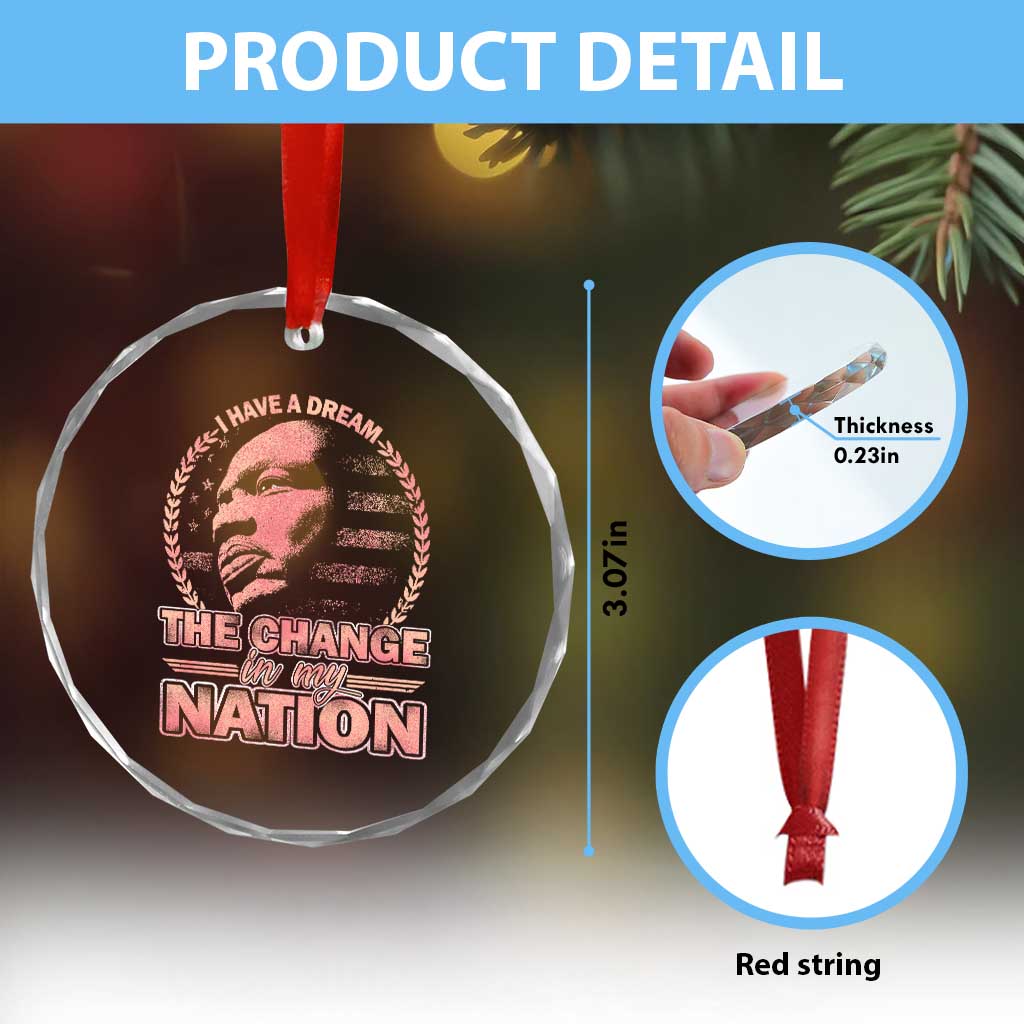 Martin Luther King Crystal Glass Ornament Retro Black History Month Civil Rights - Wonder Print Shop