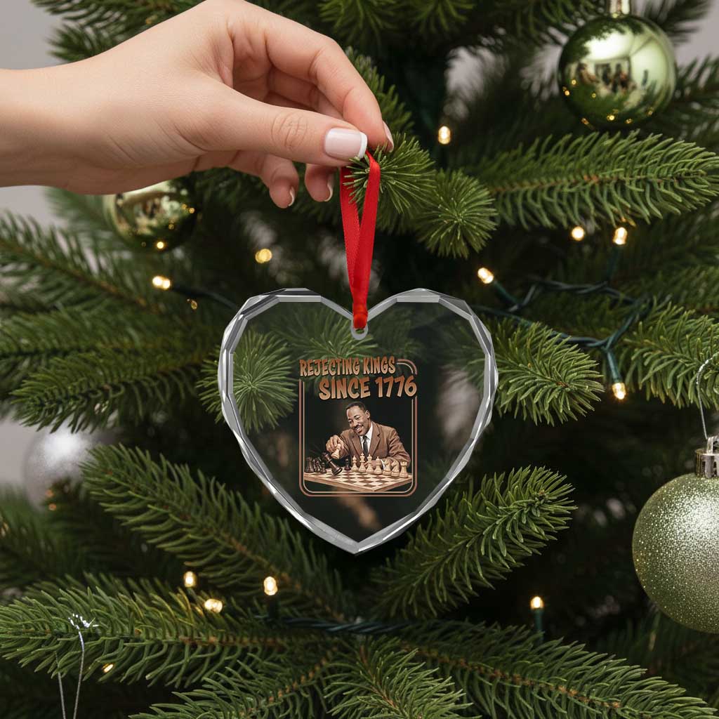 Martin Luther King Heart Crystal Glass Ornament Rejecting Kings Since 1776
