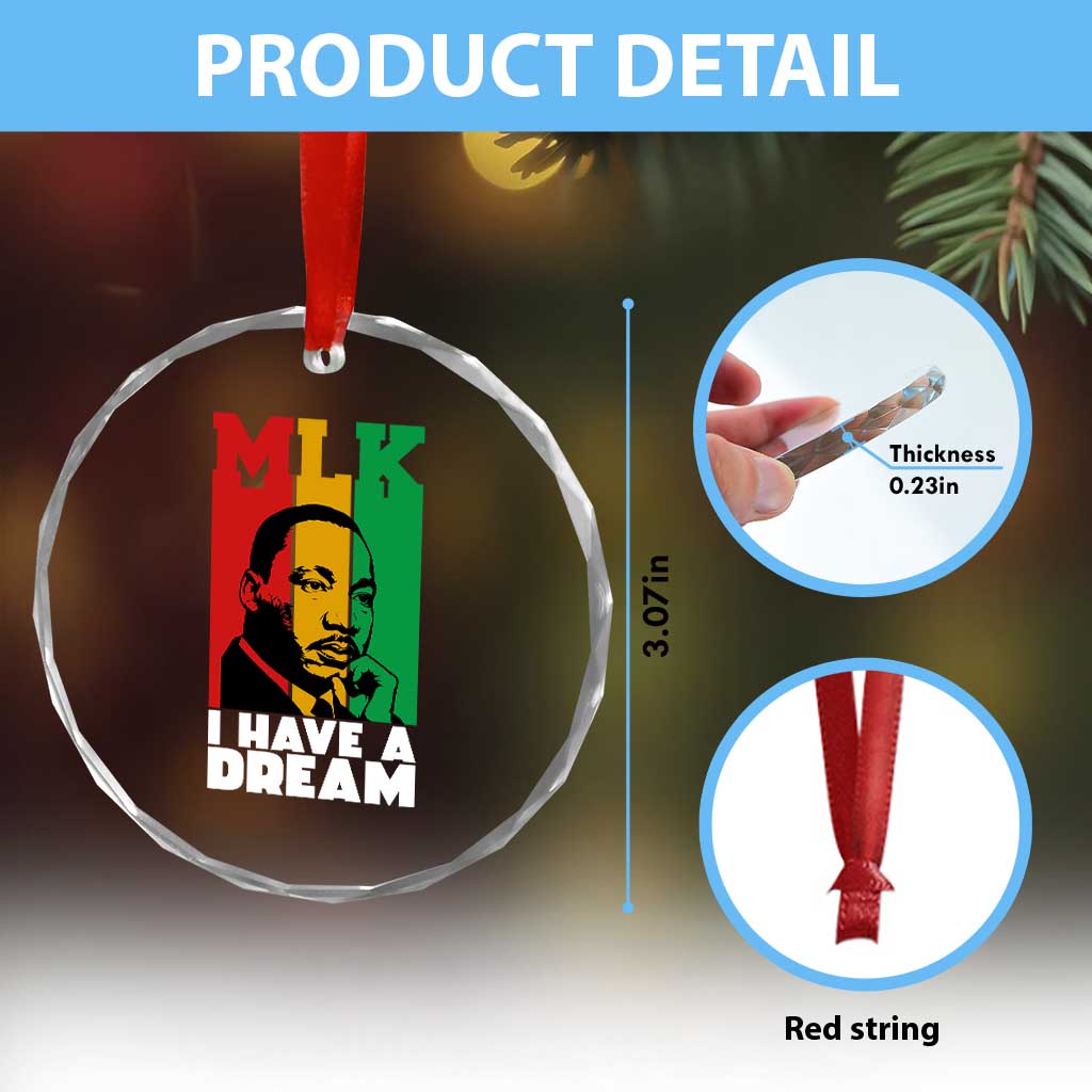 Martin Luther King Jr Crystal Glass Ornament I Have Dream MLK Quote - Wonder Print Shop
