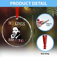 Martin Luther King Jr Crystal Glass Ornament No Kings Just Justice - Wonder Print Shop