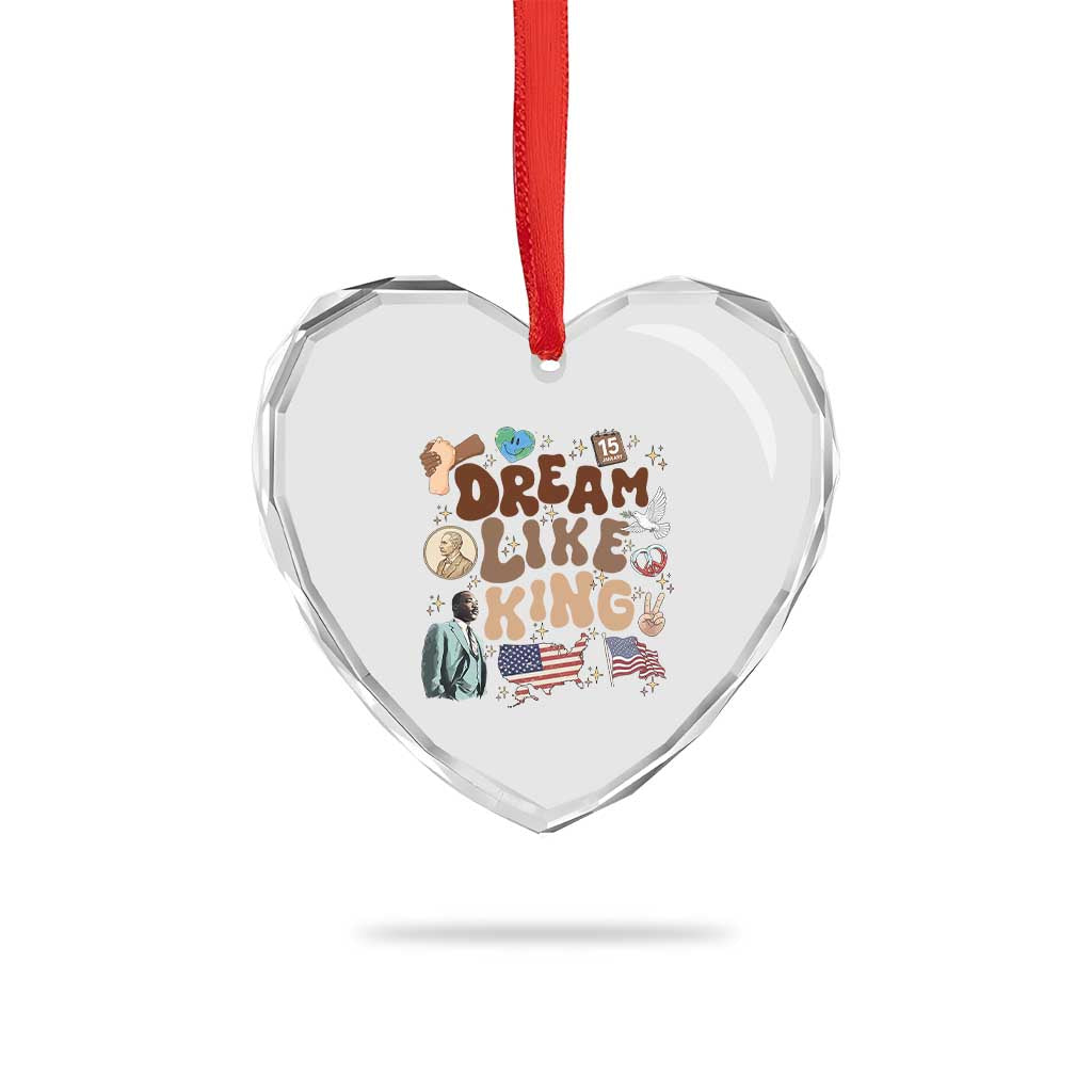 Martin Luther King Jr Heart Crystal Glass Ornament Black History Melanin African American - Wonder Print Shop