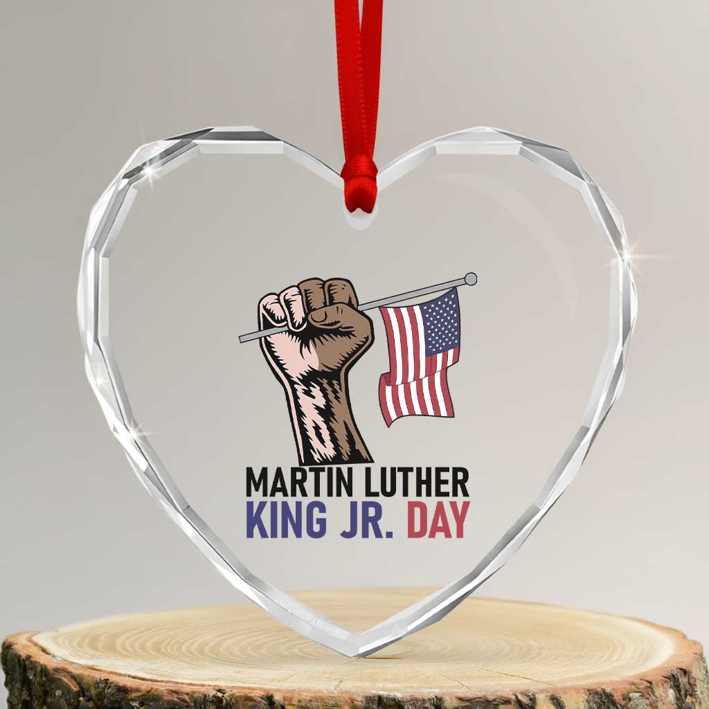 Martin Luther King Jr Heart Crystal Glass Ornament Black History Month - Wonder Print Shop