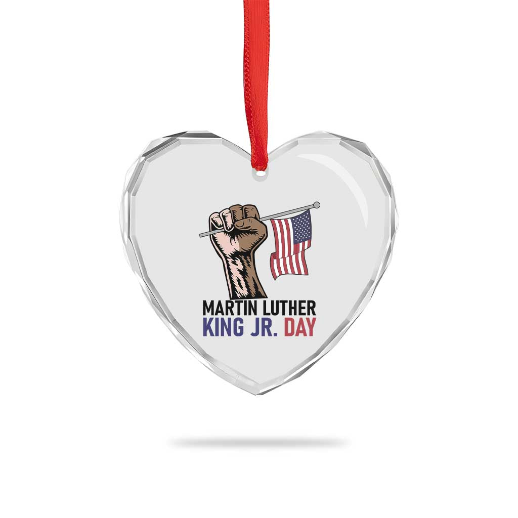 Martin Luther King Jr Heart Crystal Glass Ornament Black History Month - Wonder Print Shop