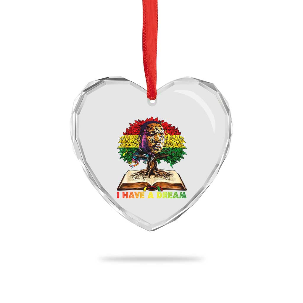 Martin Luther King Jr Heart Crystal Glass Ornament Black History Month Melanin African - Wonder Print Shop