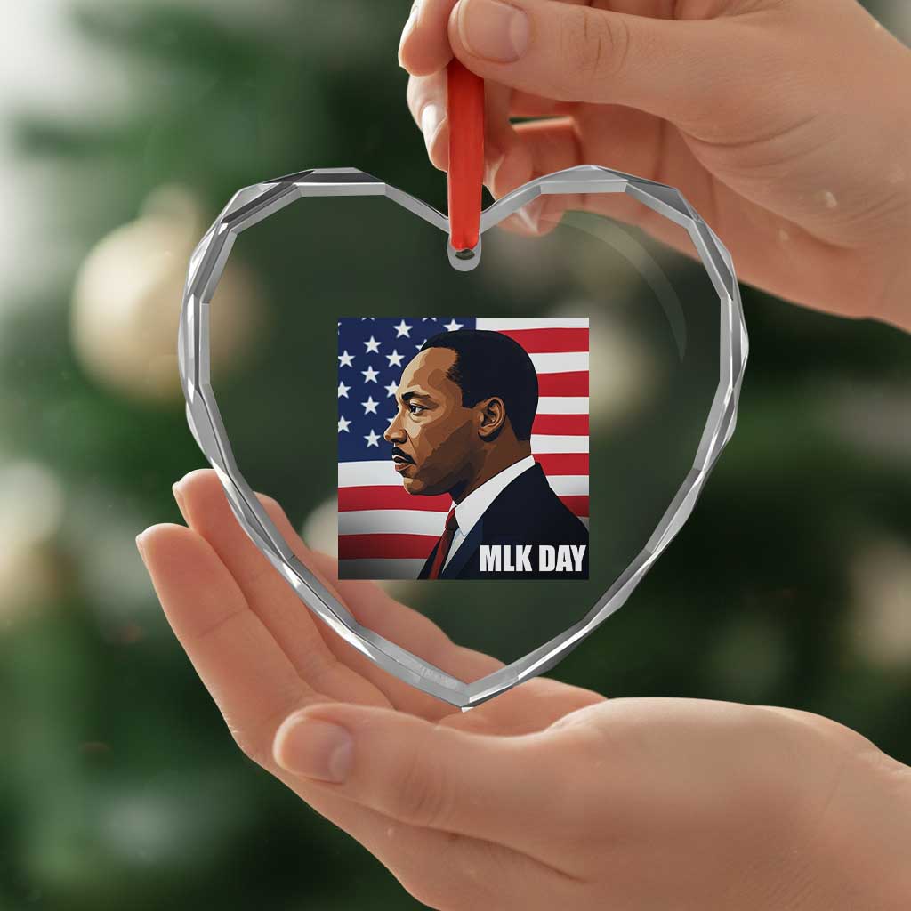 Martin Luther King Jr Heart Crystal Glass Ornament Human Rights - Wonder Print Shop